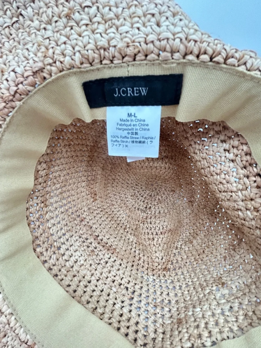 J Crew Wide-Brim Packable Straw Hat M/L